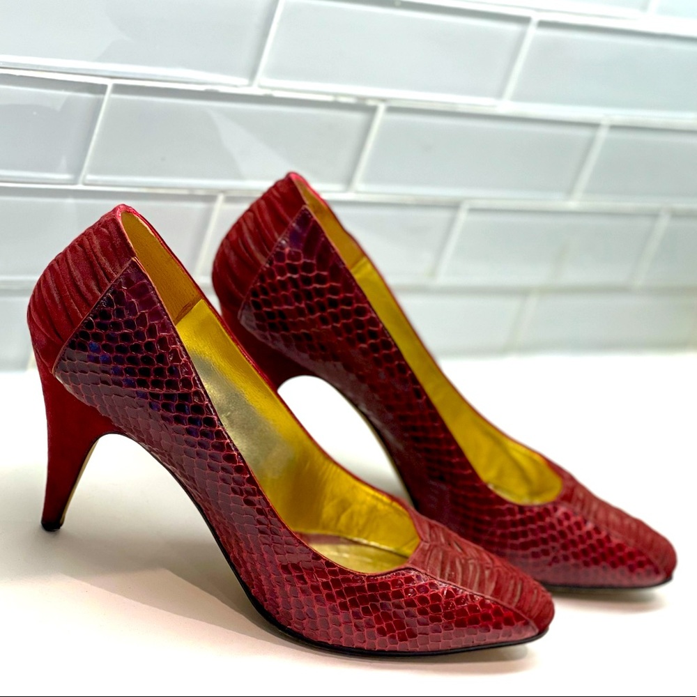 Vintage Snake Skin & Suede Italian Handmade 1980’s